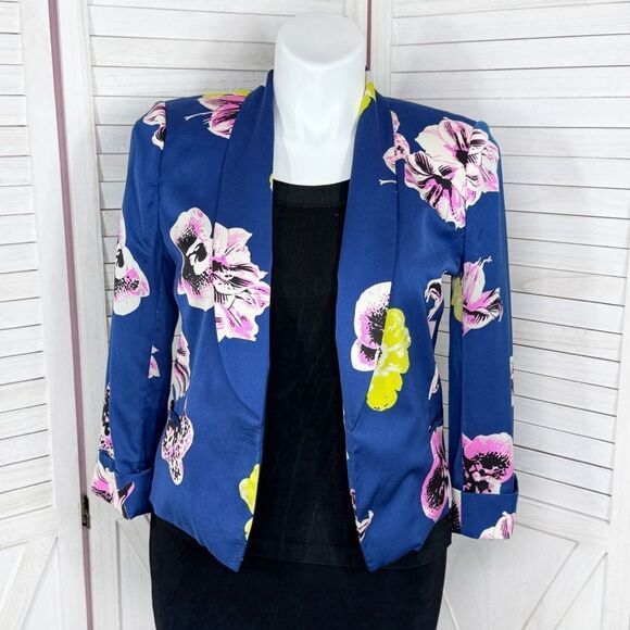 J. Crew Factory Jackets & Blazers - J. Crew Tropical Floral Sateen Crop Blazer Jacket Blue Pink 12